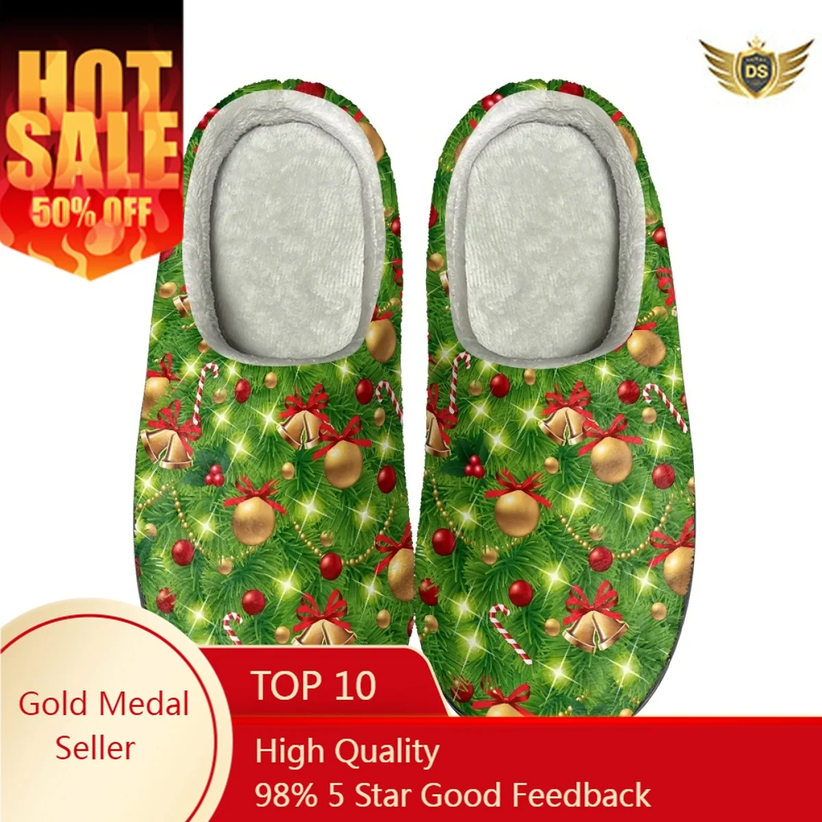 

Christmas Design Non-slip Winter Cotton Slippers Casual Female Home Warm Footwear Dropshipping Indoor Comfortable Slides Gifts