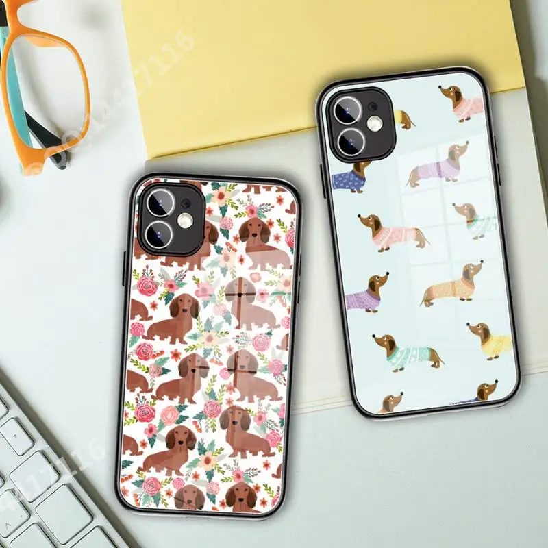 

Dachshund Teckel Dackel Dog Phone Case Tempered Glass For iPhone 13 11 Pro XR XS MAX 8 X 7 Plus 12 13 Mini Full Coverage covers