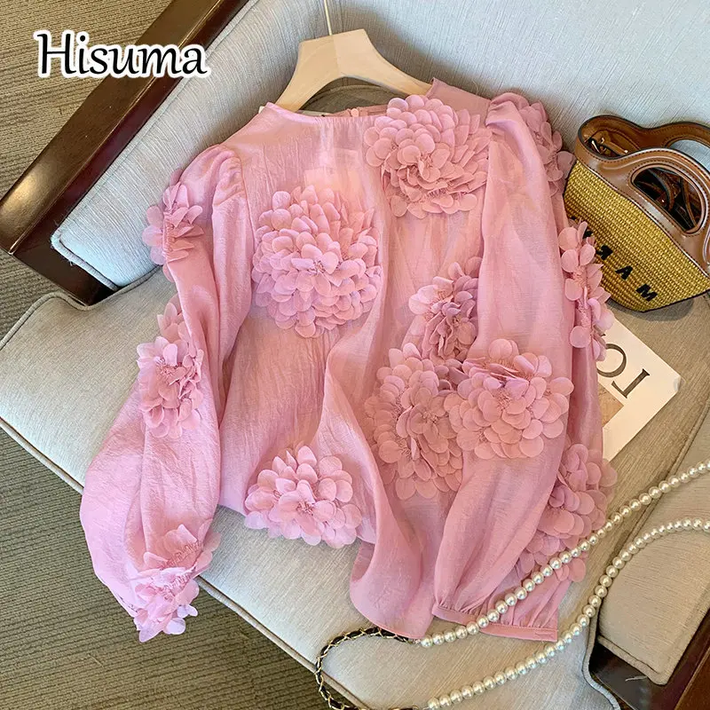 

Женская шифоновая рубашка, элегантная летняя блузка с бантом, оборками и рукавами-фонариками, 2022