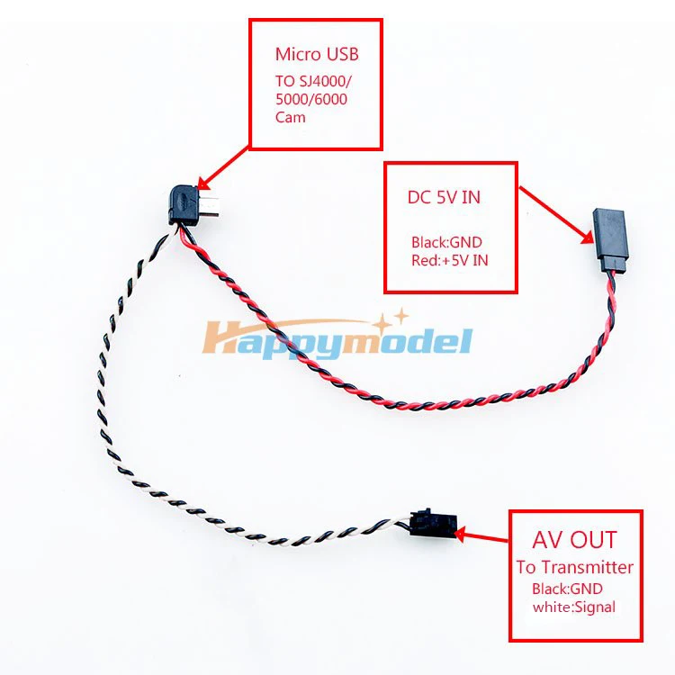 Micro USB To AV Out Cable 5.8G FPV TX RX for XiaoYi SJ4000 SJ5000 SJ6000 Camera RC Model Airplane FPV Drones DIY Parts images - 6