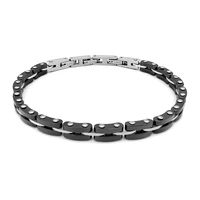 runda mens ceramic bracelet black with stainless steel link chain buckle adjustable size 21cm fashion bracelet luxury brand men