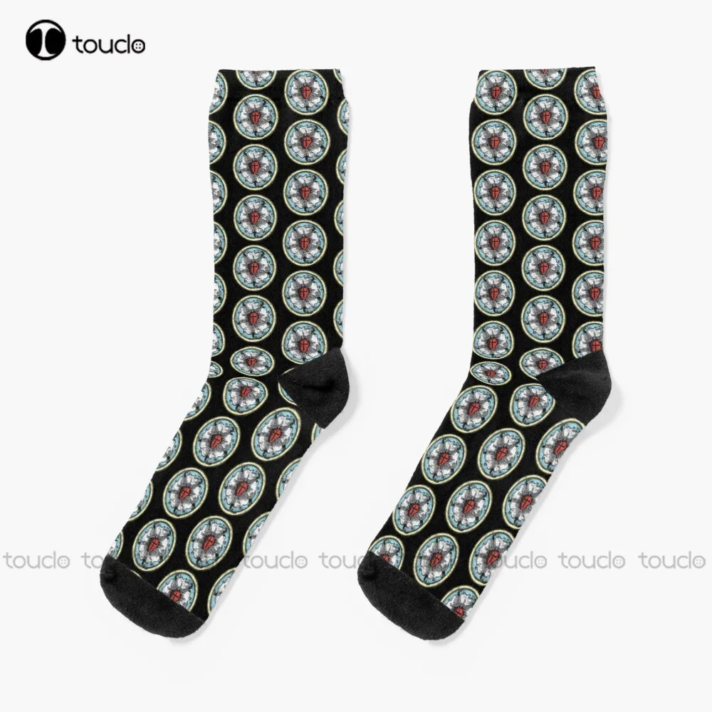 

Martin Luther Rose Lutheran Symbol Distressed Chalk 5 Solas Socks Sock Boots 360° Digital Print Unisex Adult Teen Youth Socks