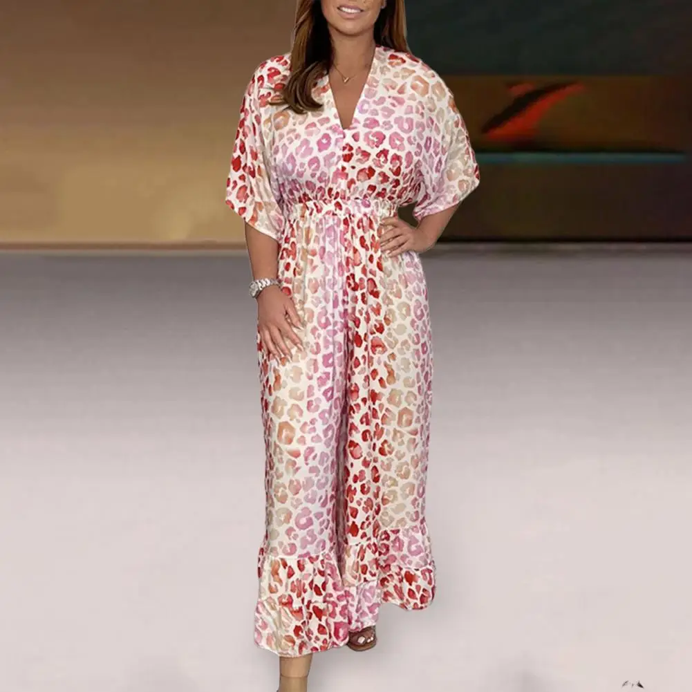 

Женский эластичный комбинезон с V-образным вырезом