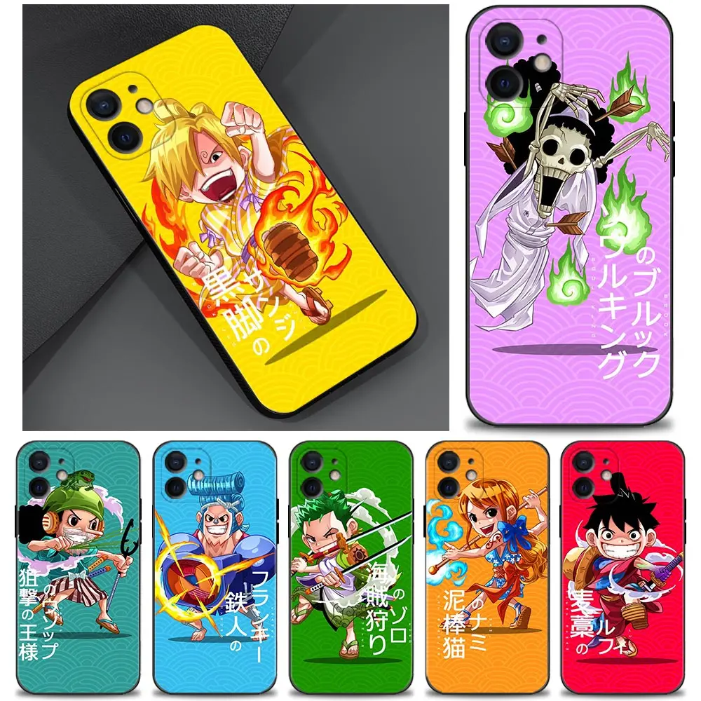 

Phone Case for iPhone 12 13 11 pro max XR X XSmax 8 7 6 6s plus SE 5 5s Cover Silicone Funda Black Capa Anime One Piece