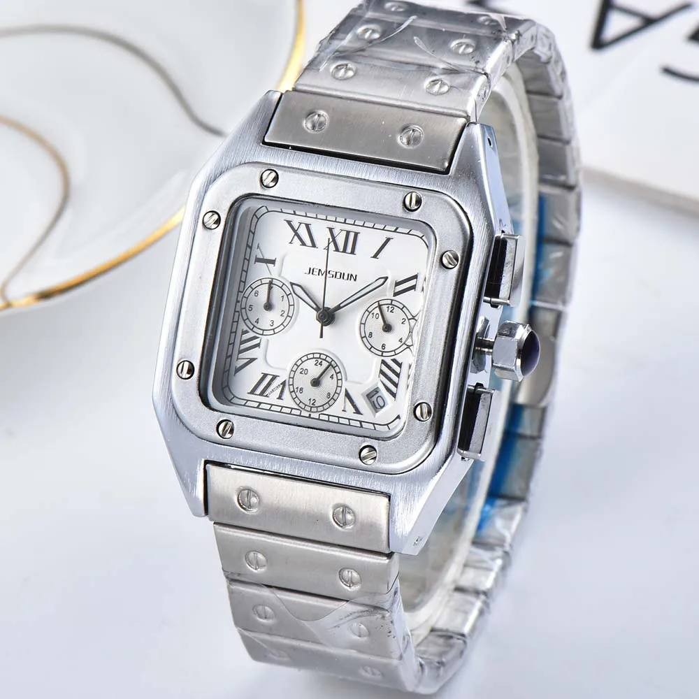 

Новые оригинальные брендовые кварцевые часы для мужчин, классические квадратные многофункциональные спортивные наручные часы, автоматические часы с хронографом и датой, часы ААА