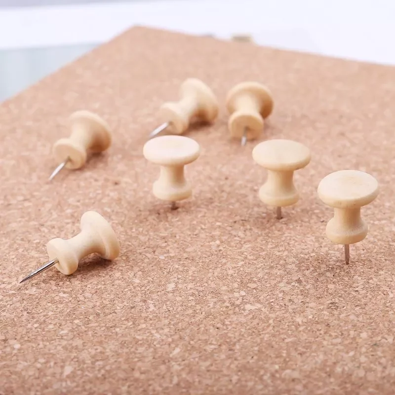 

15Pcs Nautral Cork Wooden Pushpins Thumbtack Board Pins Drawing Photo Wall Studs Office School Supplies