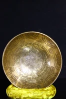7 tibetan temple collection old bronze painted six character proverbs huang caishen buddha sound bowl prayer bowl town house
