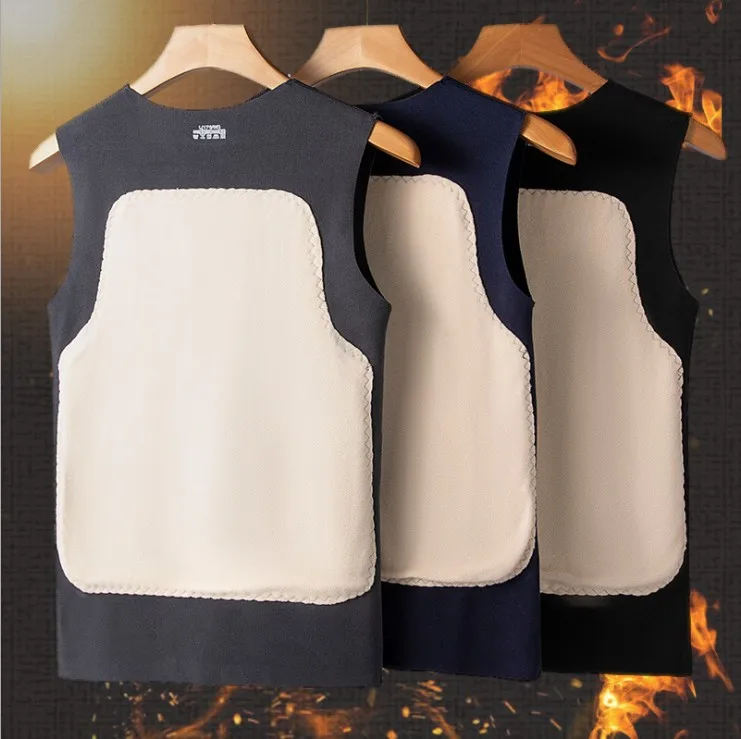 

Autumn and winter new men's patch seamless warm vest men's double-sided German velvet brushed men's vest bottoming shirt