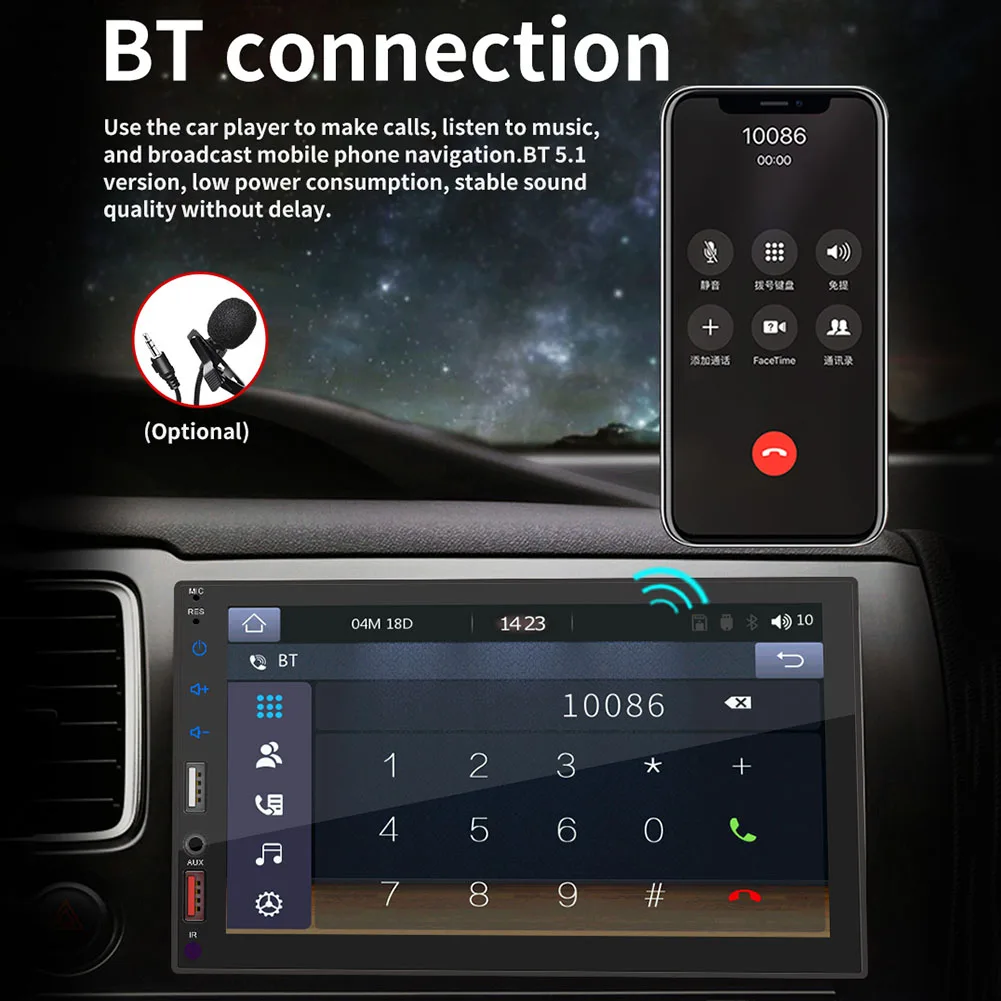 Автомагнитола X2S 2Din для CarPlay Android Авто 7-дюймовый сенсорный экран BT мультимедиа MP5