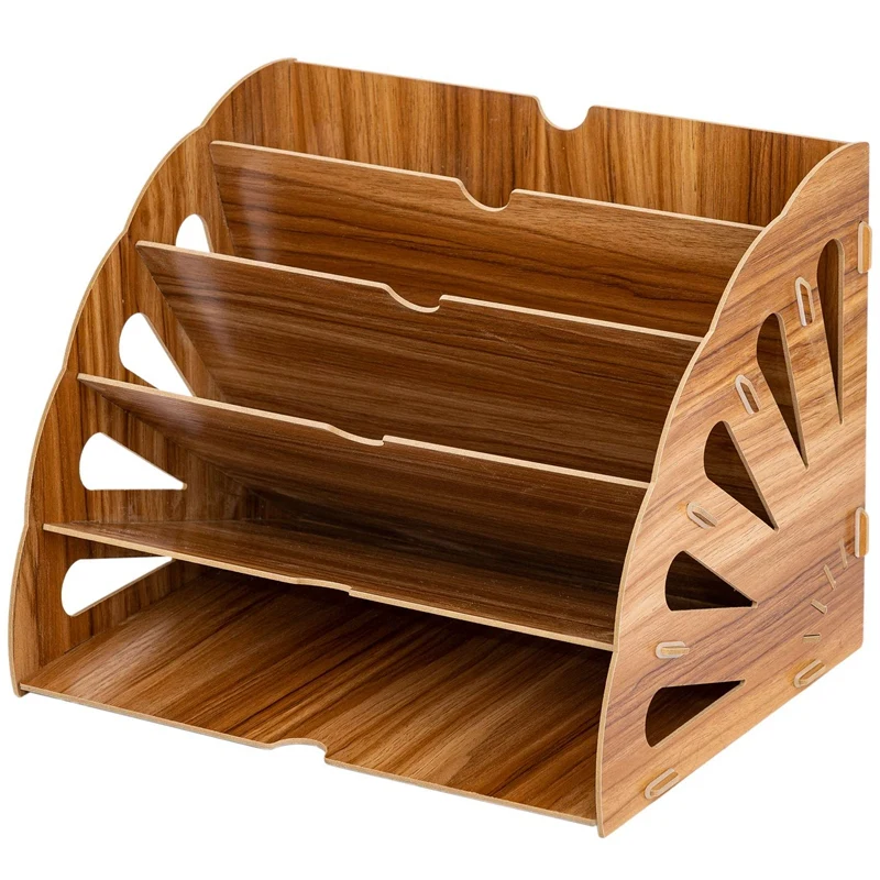 

New 1 Wooden Bookshelf Fan-Shaped Storage Rack Study Office Bookshelf