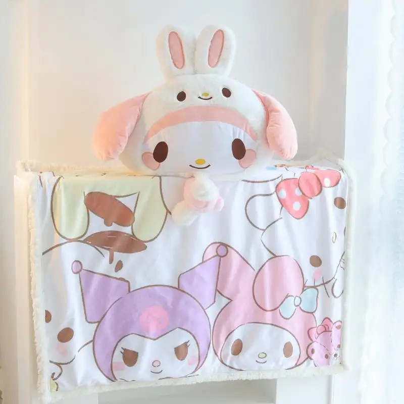 

2023 Sanrio My Melody Kuromi Cos плюшевые игрушки кролик Коричный рулон кавайная подушка одеяло мягкие куклы подушка детский подарок на день рождения