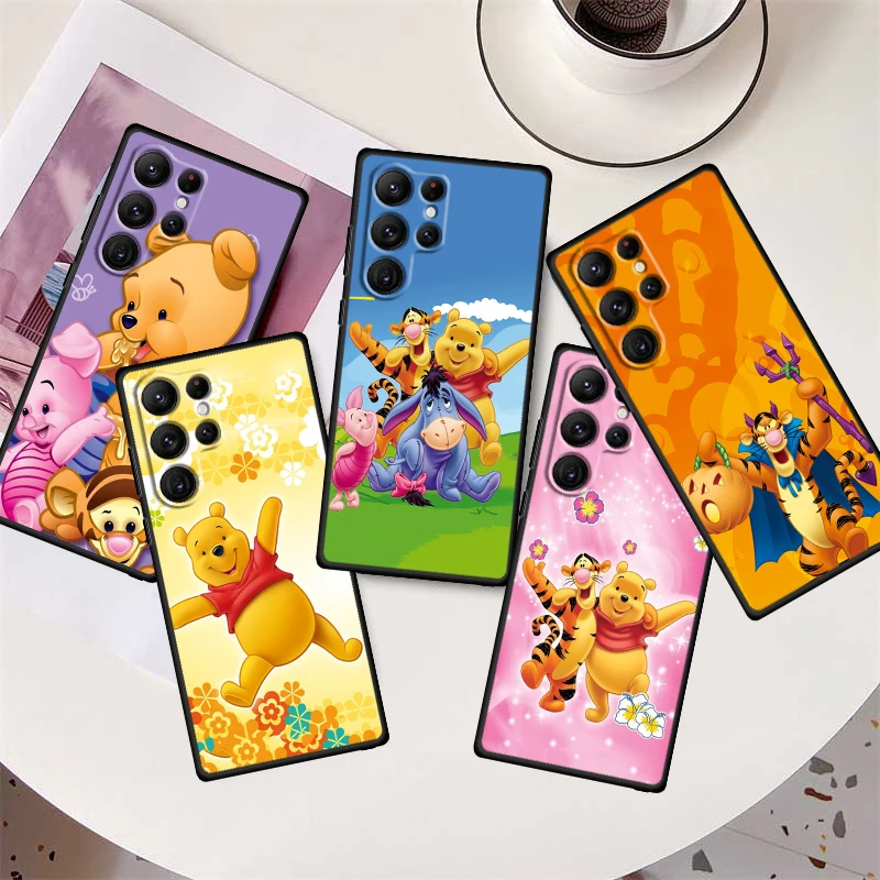 

Cute Winnie the Pooh Phone Case For Samsung Galaxy S23 S22 S21 S20 FE S10 S10E S9 Plus Ultra Pro Lite 5G Black TPU FUnda
