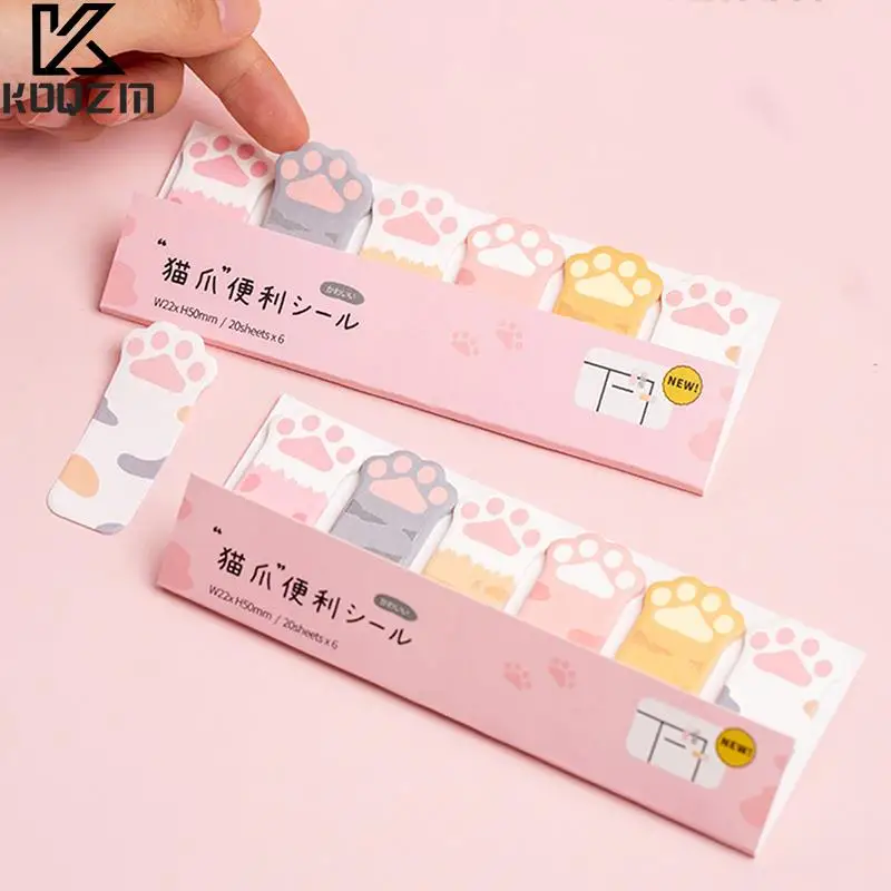 

Cute Cat Paw Sticky Notes Memo Pad Index Sticker Bookmark Page Flag Sticker School Office Stationery Supplies