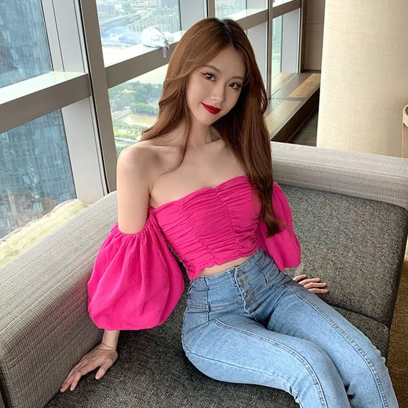 

Женский укороченный топ, повседневные футболки, футболки, шифоновая блузка с открытыми плечами