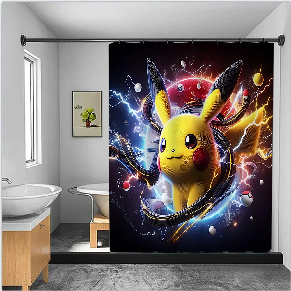 Милая душевая занавеска Pikachus Водонепроницаемая яркая шторка для ванной комнаты