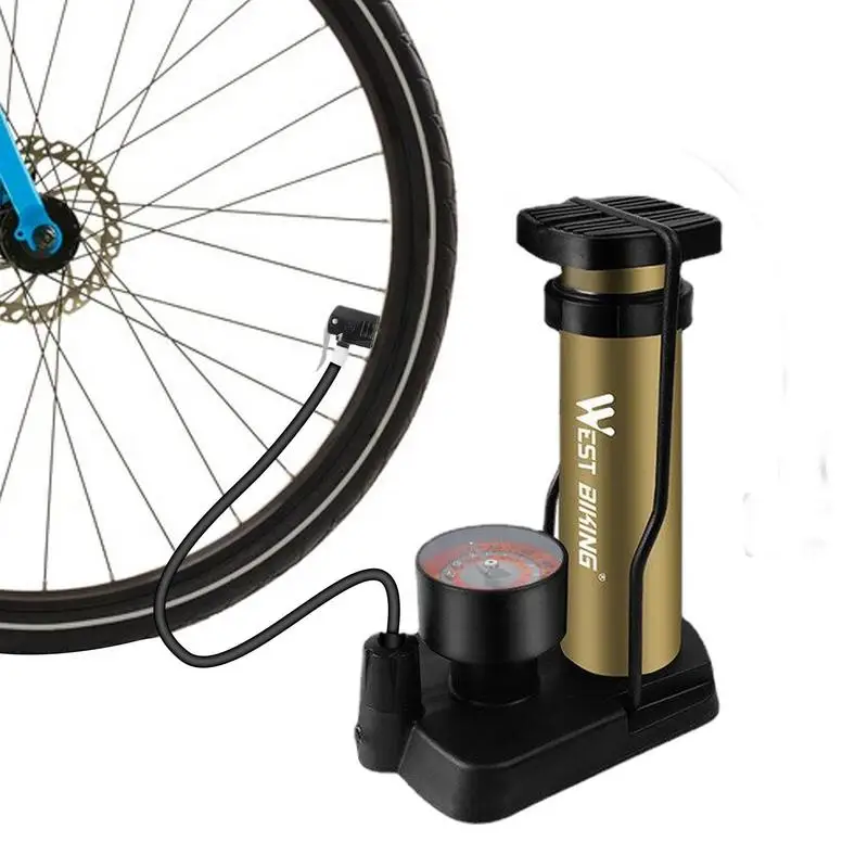 

Bike Ball Pump 120 PSI Max Inflator Bicycle Floor Pump With Gauge For Mountain Bicycle Pump Valves Basketball Scooter