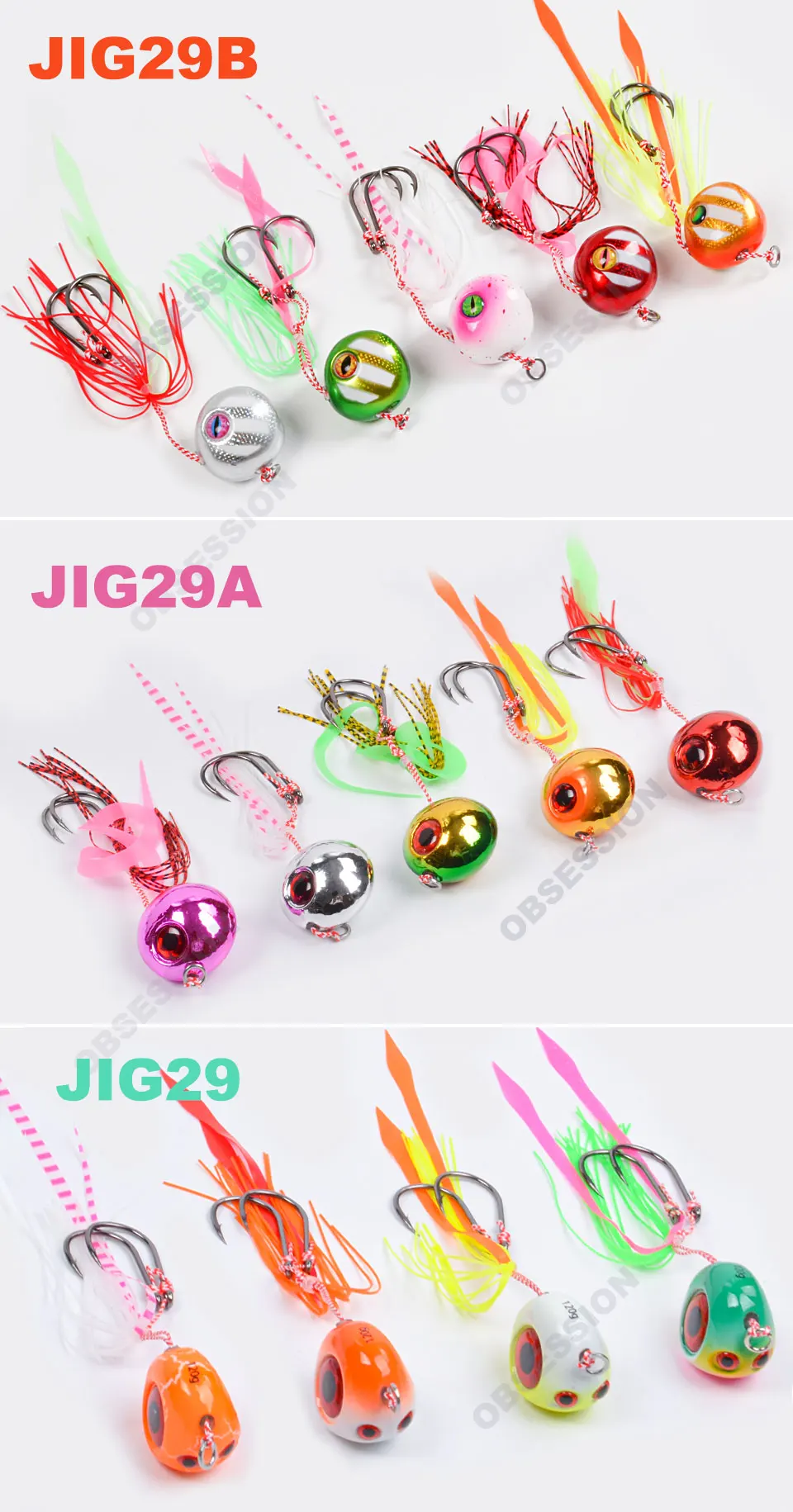 OBSESSION 60g-200g Inchiku DeepSea Metal Fast Sinking Jig Rubber Skirts Saltwater Sea-bream Fishing Lure Tai Kabura Jig Slider