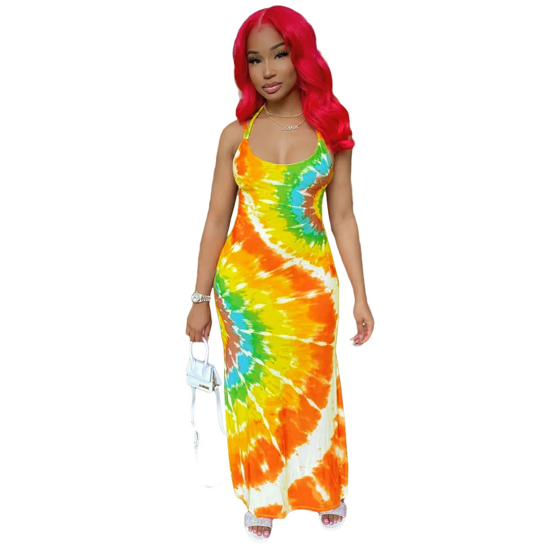 

Летнее женское платье без рукавов с круглым вырезом, повседневное свободное платье, женское платье с принтом в европейском стиле