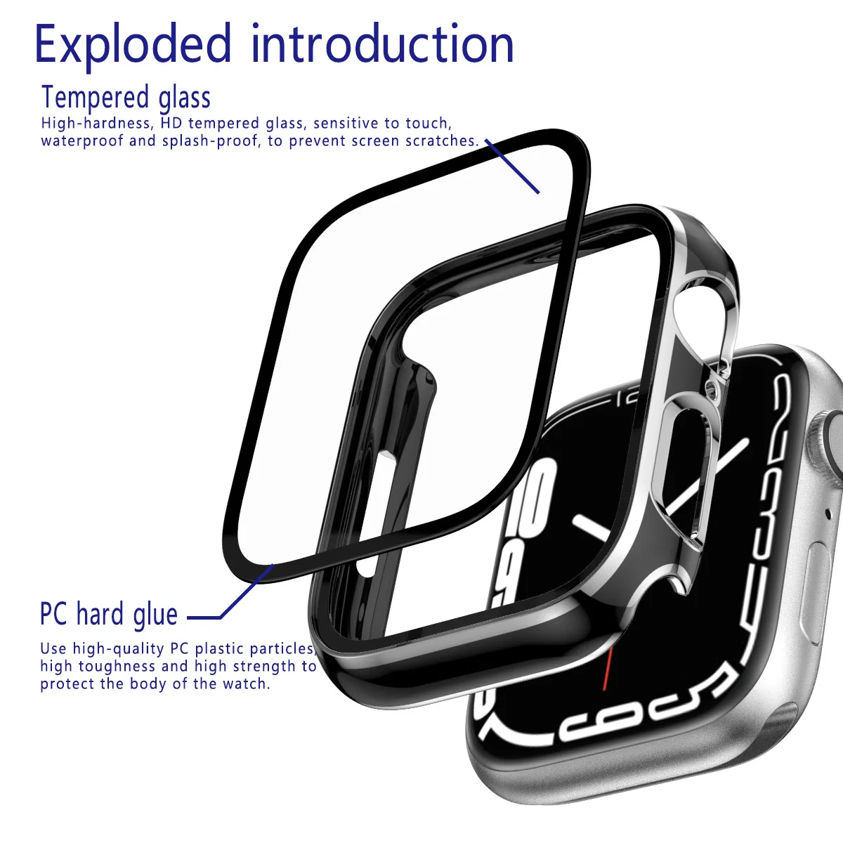 Чехол для часов Apple 7 41 мм 45 мм с закаленным стеклом 40 мм 44 мм iWatch 6 SE 5 4 3 2 1 Серия 38 мм 42 мм на бампере.