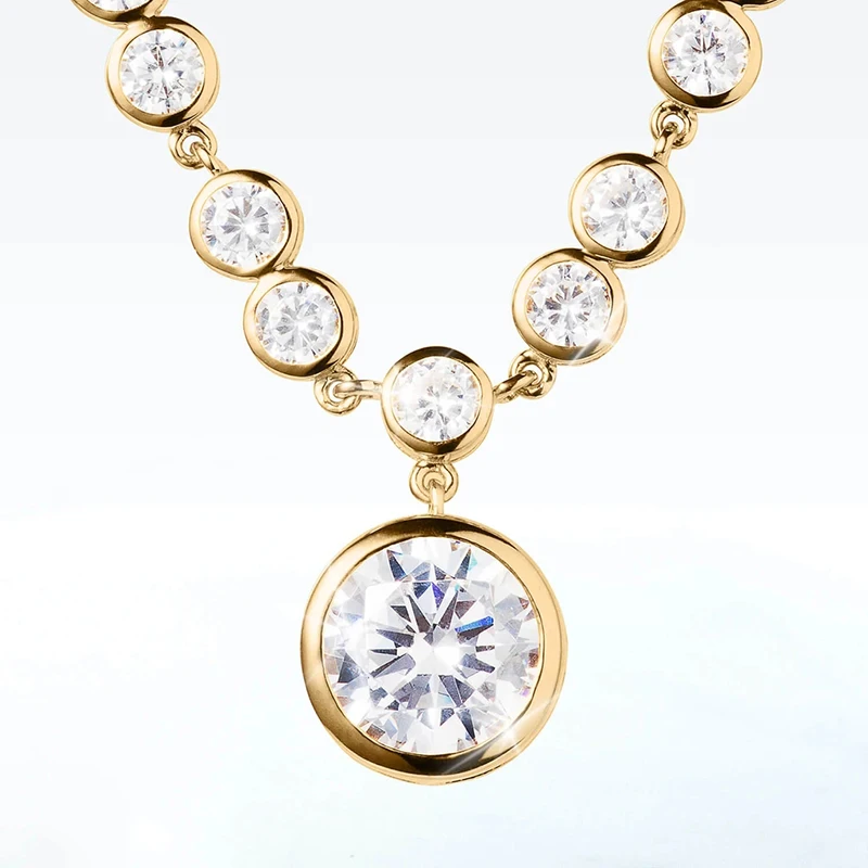 

New Creative Round Cubic Zirconia Pendant Necklace Gold Color Women Wedding Fashion Luxury Engagement Jewelry 2023