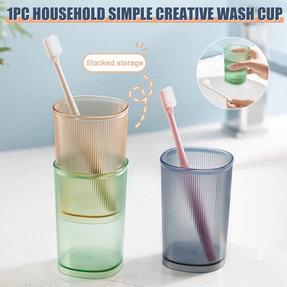 

Bathroom Toothbrush Cup Colorful Transparent Thickened Mouthwash Cup Temperature Resistant Stackable Rinse Cup