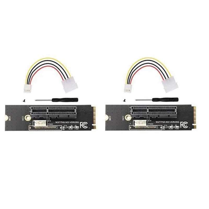 

NGFF M.2 To PCI-E 4X Adapter Card M2 Key To Pcie X4 With LED Indicator PCI-E 1X To 16X Adapter Card With 4Pin Power Cord