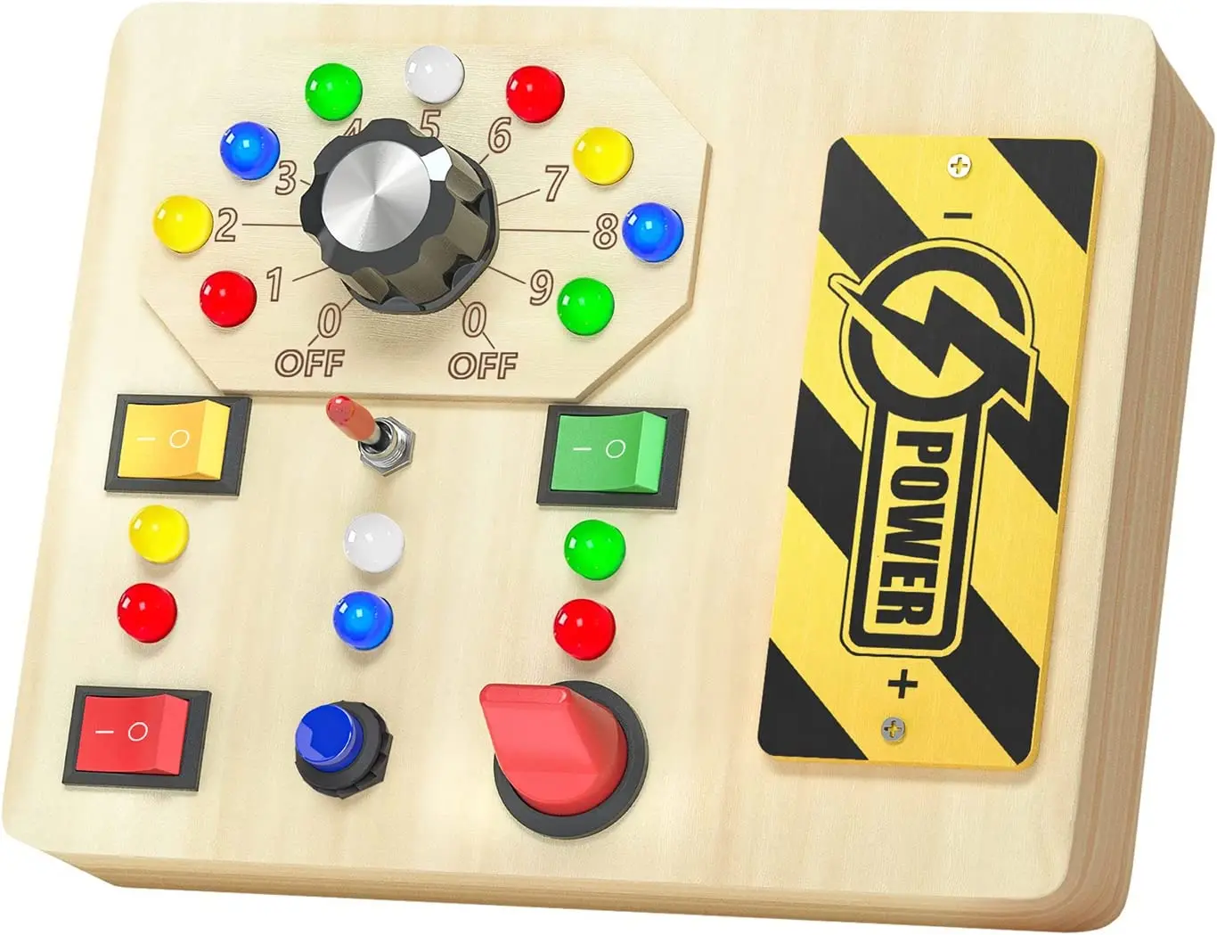 

Montessori Busy Board Sensory Board Toys with LED Light Switch Wooden Toddler Busy Board Toys Educational Travel Toys for Kids