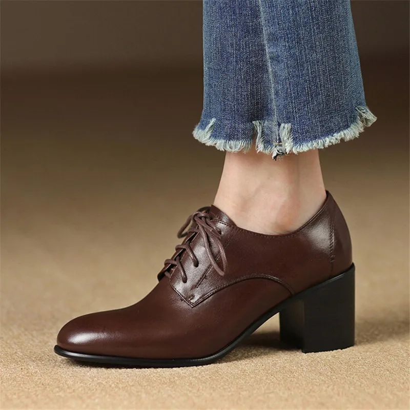 Новая весенняя женская обувь из натуральной кожи женские туфли-лодочки с круглым