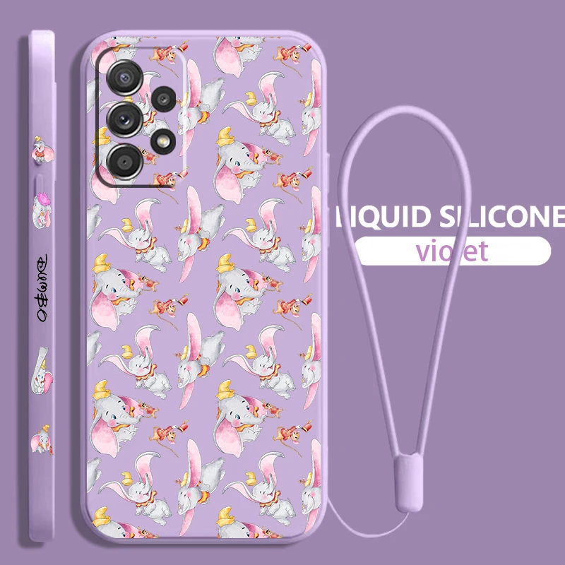 

Dumbo Anime Cute For Samsung Galaxy A73 A54 A34 A53 A33 A52 A32 A22 A71 A51 A21S 4G 5G Liquid Left Rope Phone Case Coque Capa