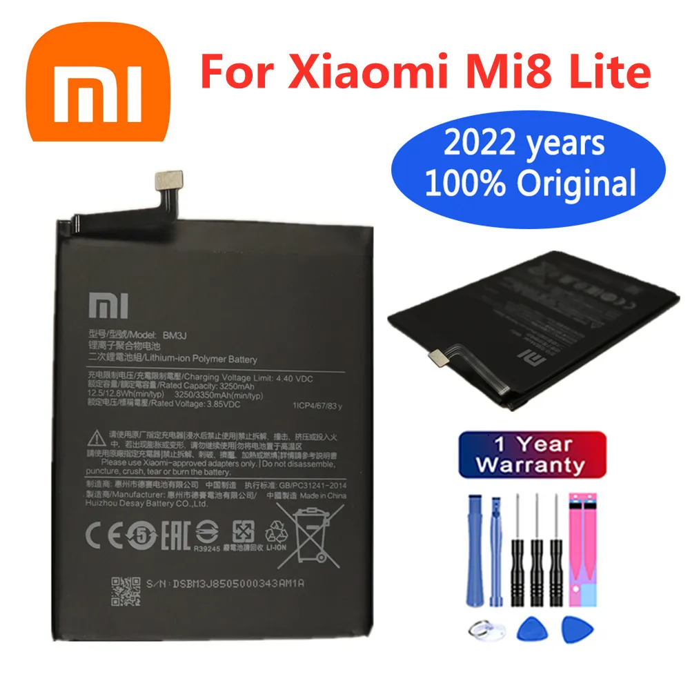 

2022 Years Original High Quality 3350mAh Phone Battery BM3J For Xiaomi 8 Mi 8 Lite Mi8 Lite Mobile Phone Battery + Tools