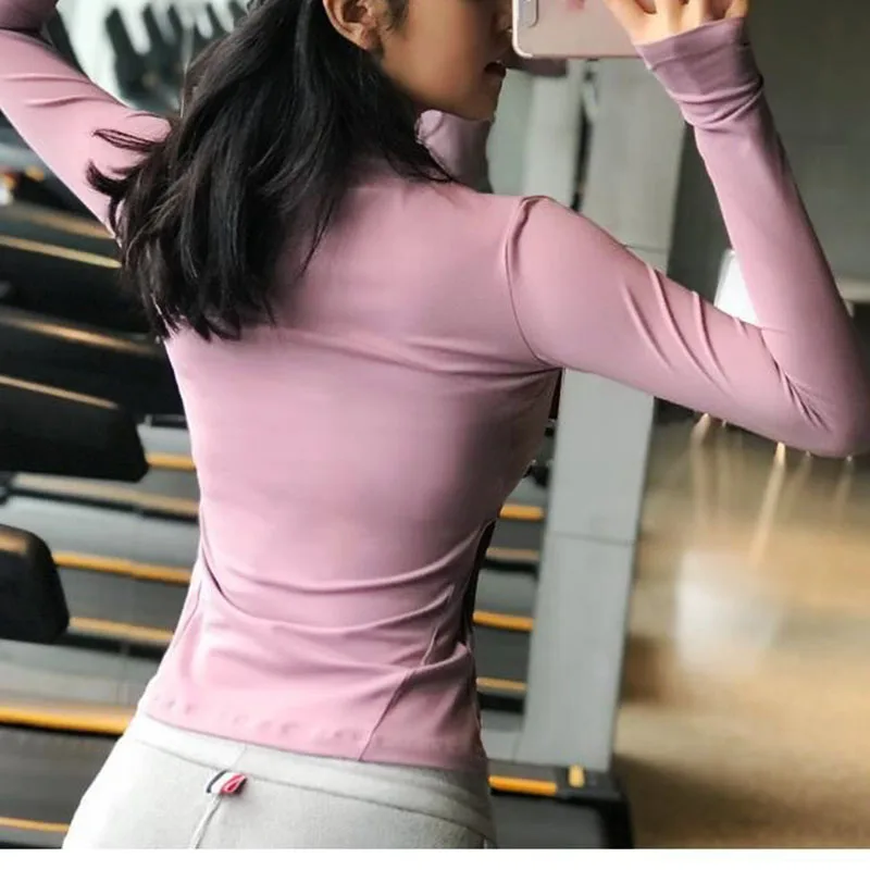 Aiithuug с карманами рубашки для йоги на полумолнии спортивная рубашка длинными