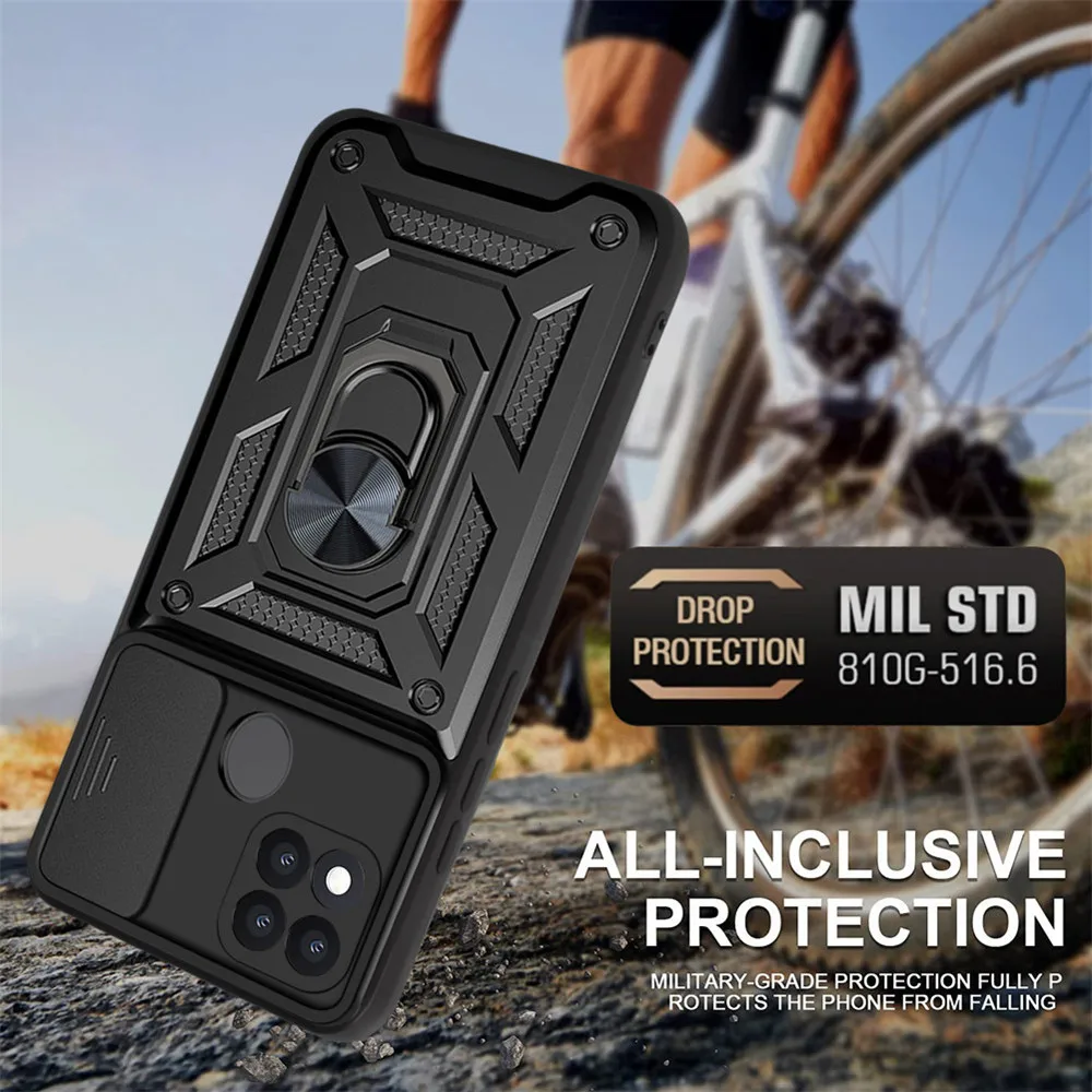 

For OPPO A15 Case For OPPO A15 A15S Cover Shockproof Armor Car Magnet Ring Silicone Coque for OPPO A12 A16 Stand Holder Funda
