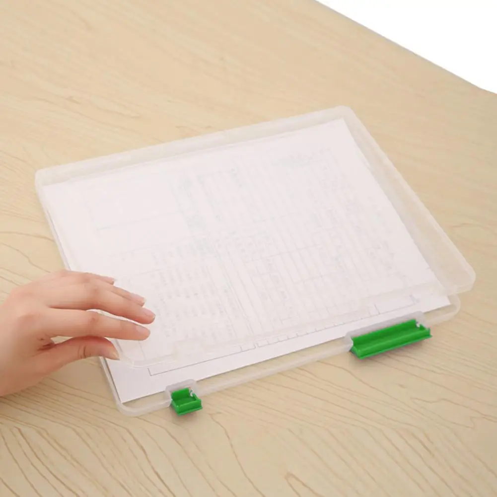 

Portable Plastic Paper Storage Boxes Document Case Good Sealing Double Buckles