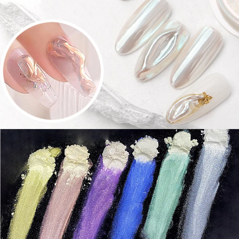 

Colorful Mermaid Powder Nail Art Glitter Shimmer Mirror Pigment Aurora Pearl Dust Dip Party Nails Manicure DIY Set Decoration