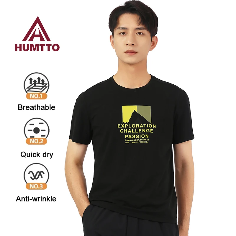 

HUMTTO Summer Quick-drying Runing T-shirts Men Breathable Luxury Sport Fitness Sportswear Short Sleeve Hiking T Shirt for Mens