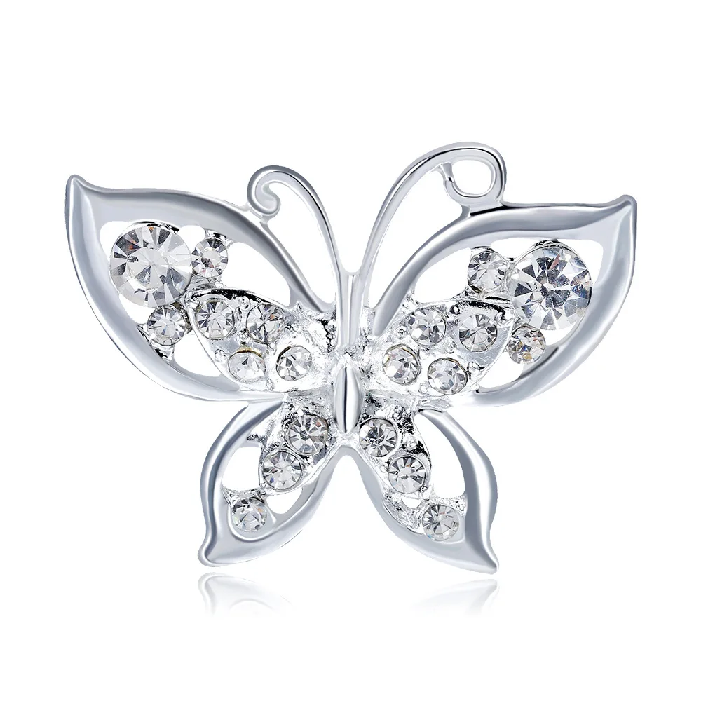 

TULX Crystal Butterfly Brooches For Women Elegant Rhinestone Insect Brooch Pins Badge Wedding Party Coat Accessories Jewelry
