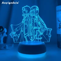 anime sword art online figure 3d led night light for bedroom decor nightlight birthday gift table room lamp manga sao