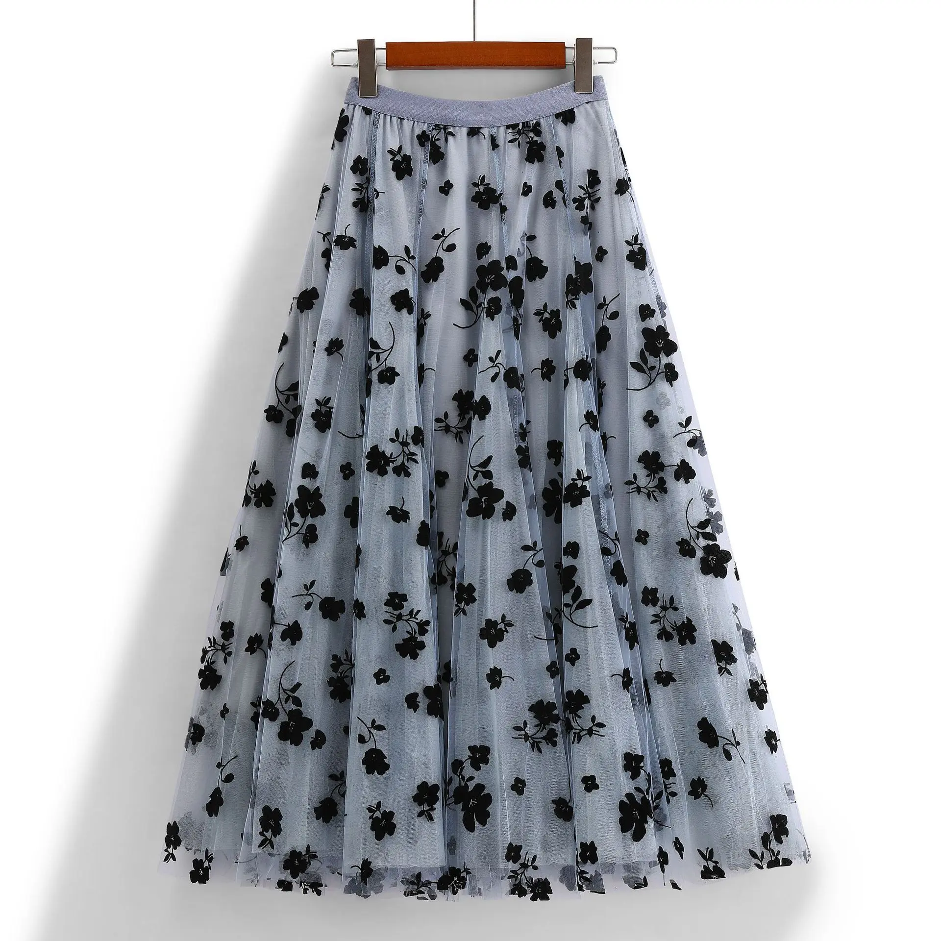 

Сетчатая юбка-баллон для осени и зимы, плиссированное ТРАПЕЦИЕВИДНОЕ праздничное платье с небольшим цветочным рисунком