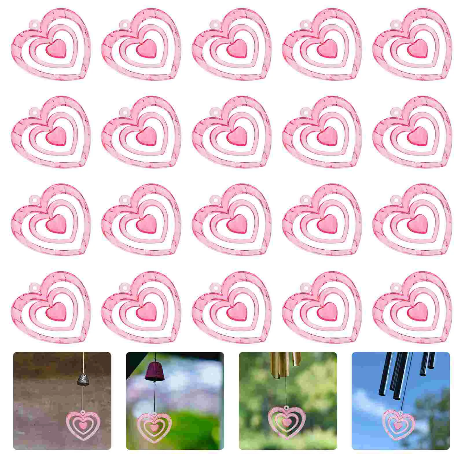 

20Pcs Wind Chime Pendants Wind Chime Parts Heart Wind Bell Hanging Pendants for Decoration Wind Chime