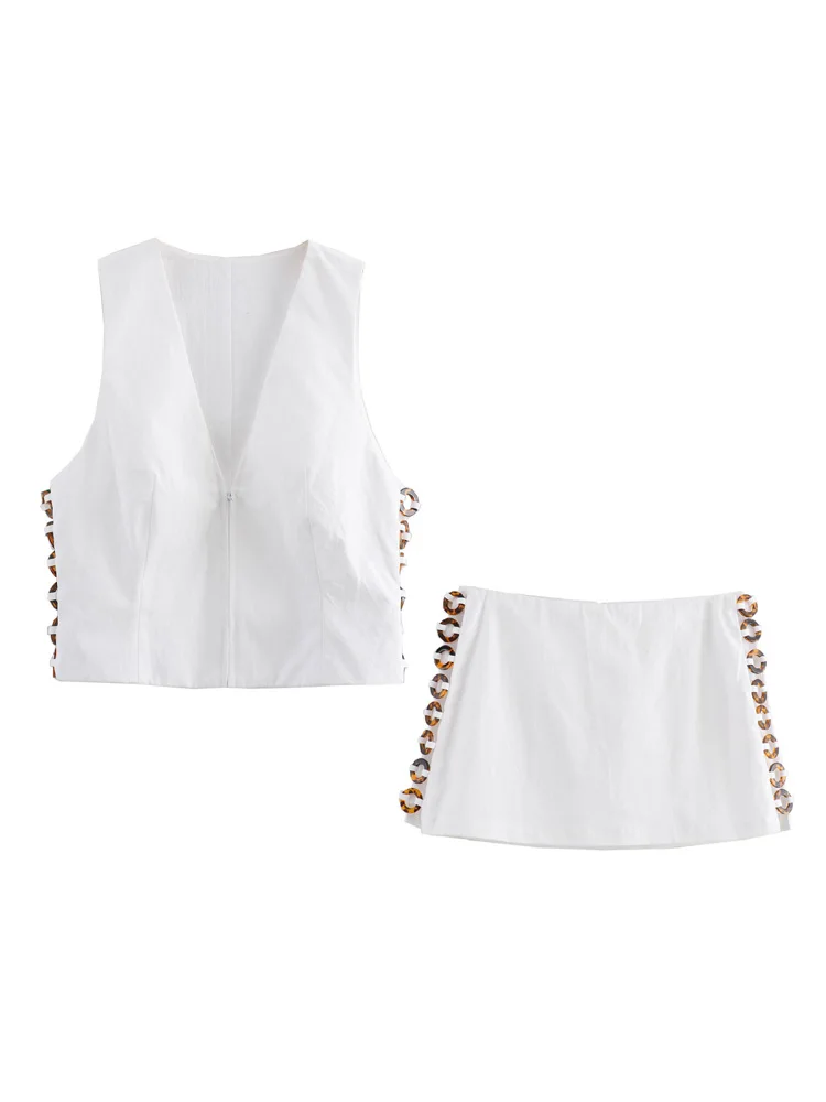 Женский комплект из двух предметов KAOPU ZA жилет с эффектом черепаховой расцветки