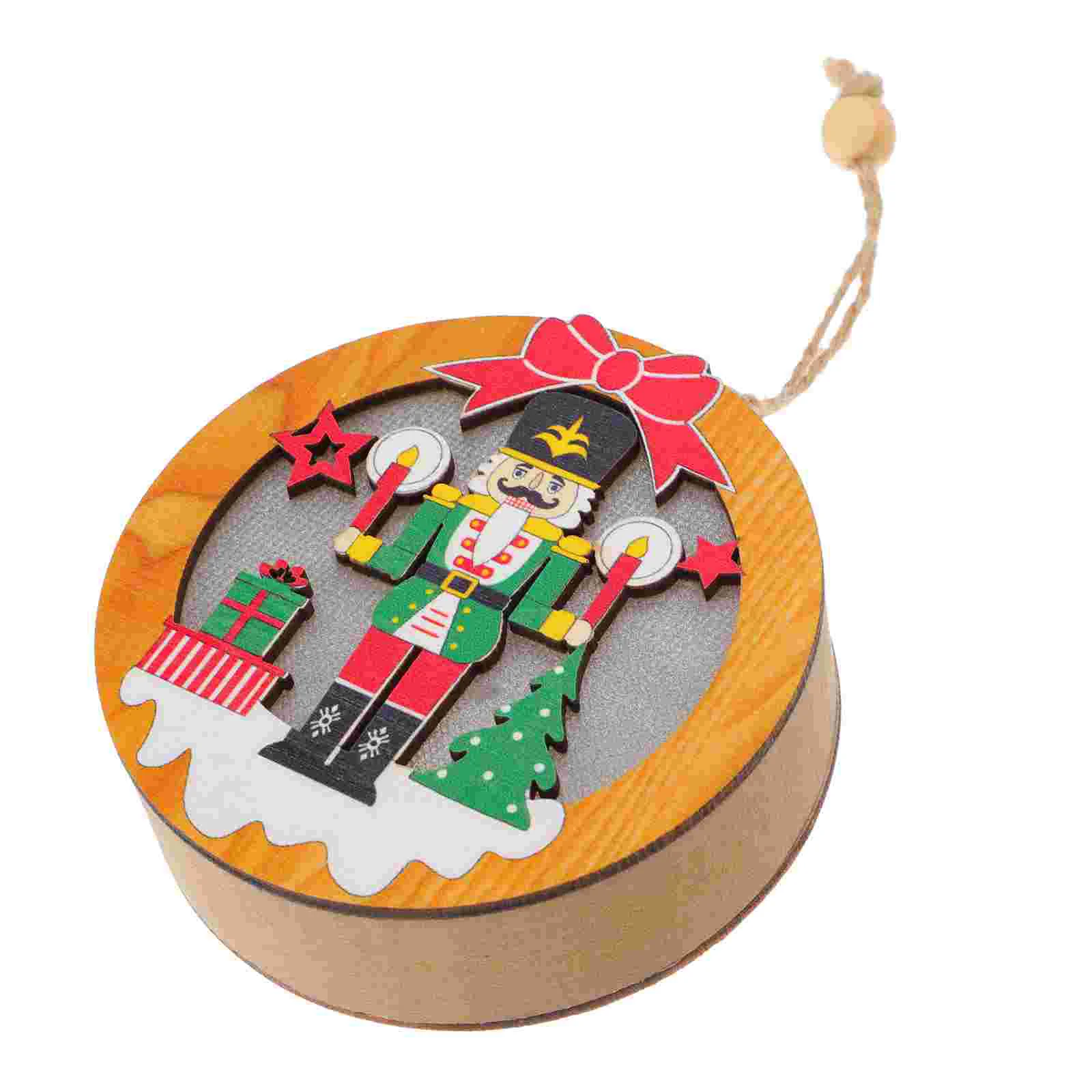 

1PC Lovely with Lamp Nutcracker Soldier Pendant Christmas Tree Wooden Pendant