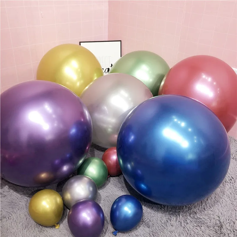 

12pcs 5/10/12inch Metallic balloons Metal Latex Balloons Chrome Glossy Pink Balloon Glod Globos Birthday Party Event Decoration