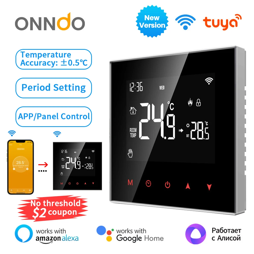 ONNDO Tuya WiFi Smart Thermostat,Electric Heating  Water Gas Boiler Temperature Controller Work with Alexa,Google Home,Alice