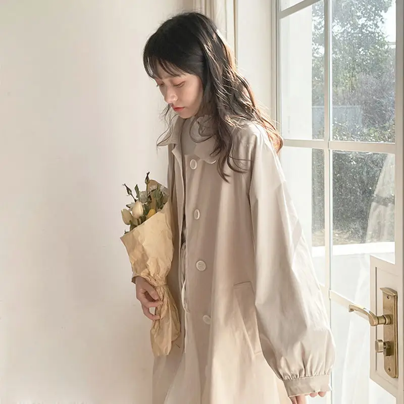 

Off White Trench Coat For Women's Mid Length 2023 Spring And Autumn New Loose Fitting Single Breasted Lapel Casual Coat