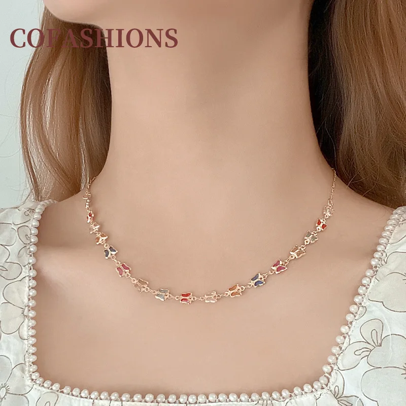 

2022 New Vintage Elegant Butterfly Necklaces Ladies Exquisite Bohemian Beaded Clavicle Chain Necklaces for Women Jewelry Gift