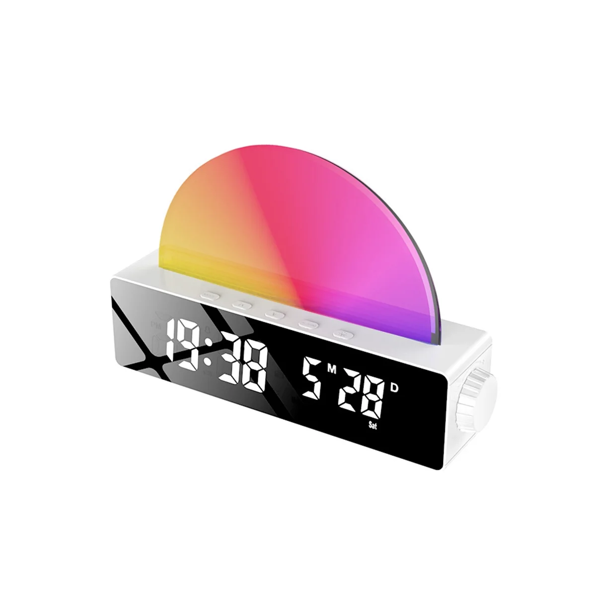 Sunrise Alarm Clock, Wake Up Light Dawn Simulator, Bedside Sun Lamp Multi Color Night Light with USB Charger, White