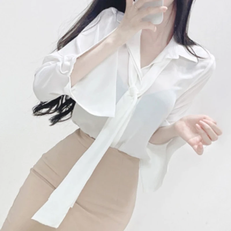 

Женская нежная рубашка с длинным рукавом и открытым воротником, 280j, 709-9