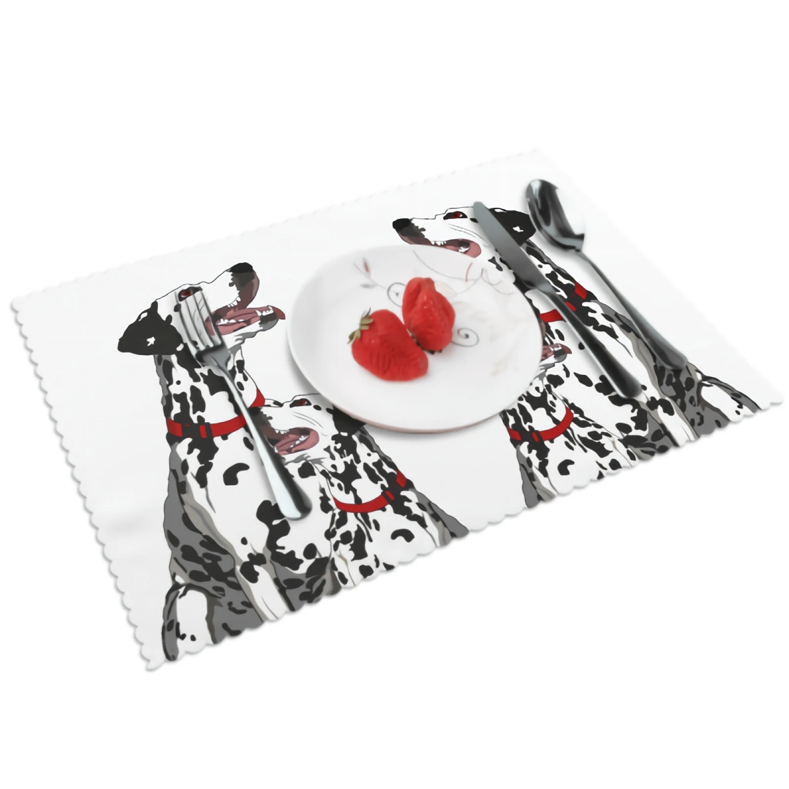 

Dalmatian Dog Placemats Funy Cute Dogs Placemat Set of 4 Heat-Resisting Non Slip Table Mats Polyeste Place Mats