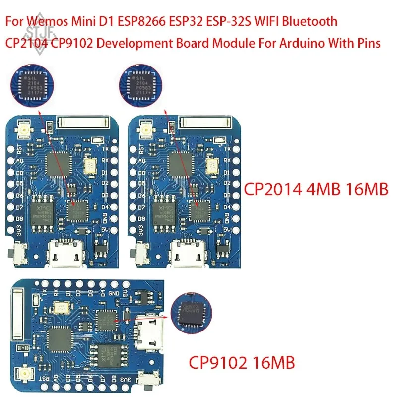 Фото Плата разработчика Wemos Mini D1 ESP8266 ESP32 ESP-32S WIFI Bluetooth CP2104 CP9102 для Arduino с контактами №1