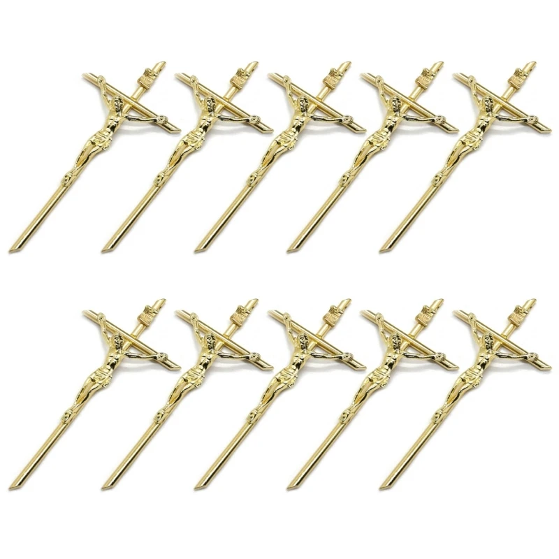 

10pcs Gold Crucifix Wall Blessing Sacred Handheld Metal Catholic Wall Decoration for Church Baptism Gift